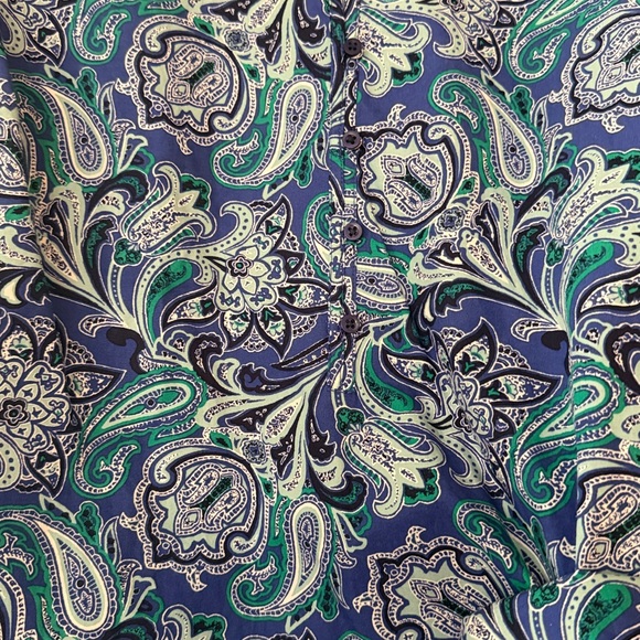 Talbots long sleeve Blouse Blue Green Purple Paisley print Blouse Size large - Picture 4 of 10